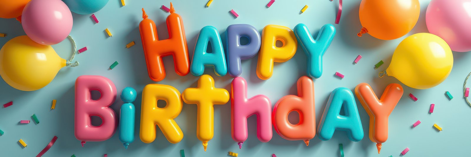 Colorful birthday celebration decorations with balloons and confetti create a joyful atmosphere for festivities